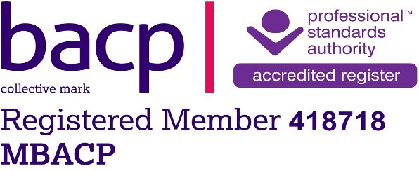 BACP registered member logo. Registered Member 418718