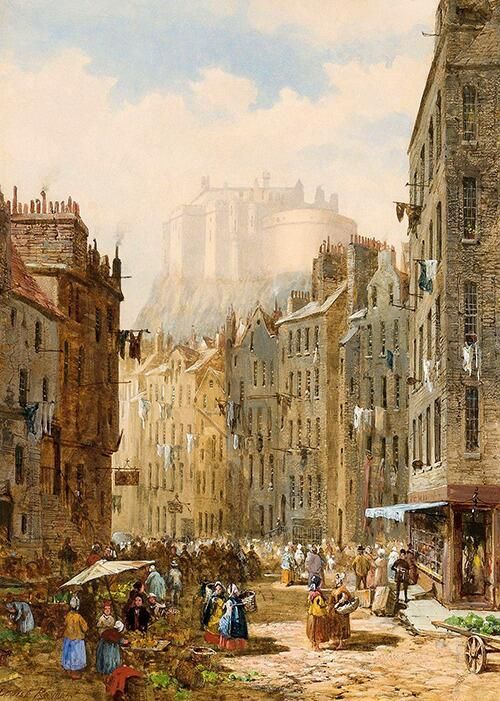 A historic paintng of Edinburgh Castle